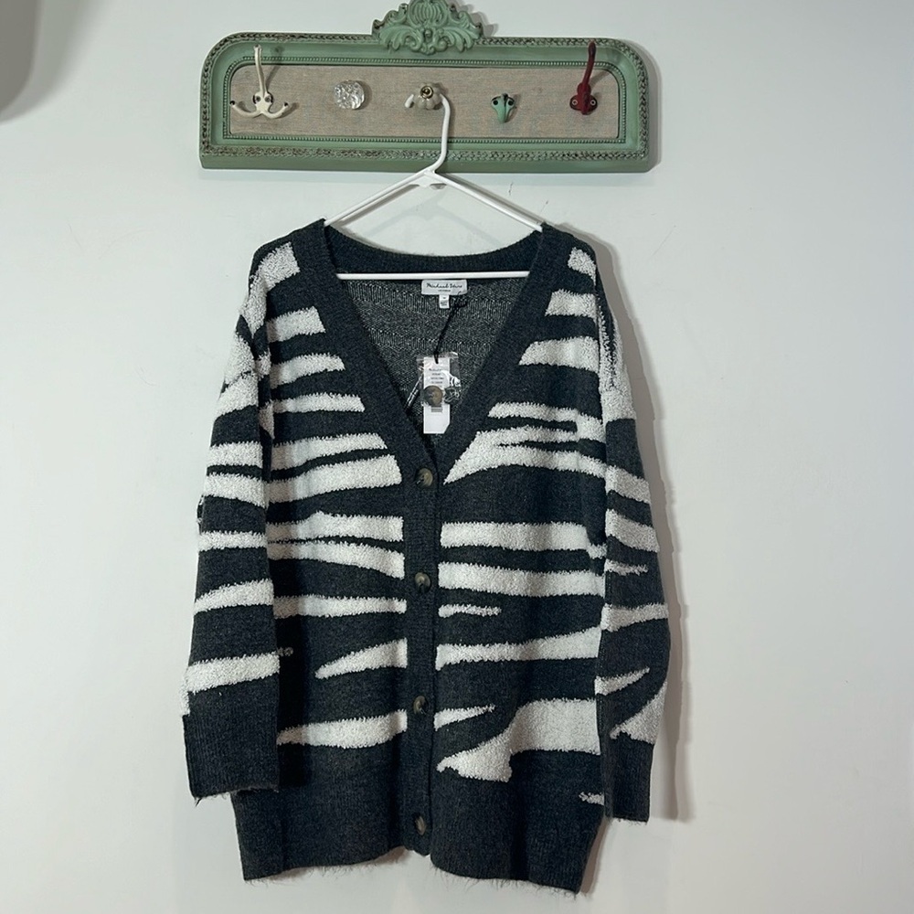 Michael Stars Zebra Nell Brushed Stroke Jacquard Cardigan Women's Plus Size 1x - Picture 10 of 10